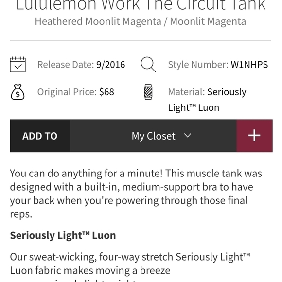 Lululemon Work the Circuit Tank in Moonlit Magenta Size 4 - Picture 4 of 14